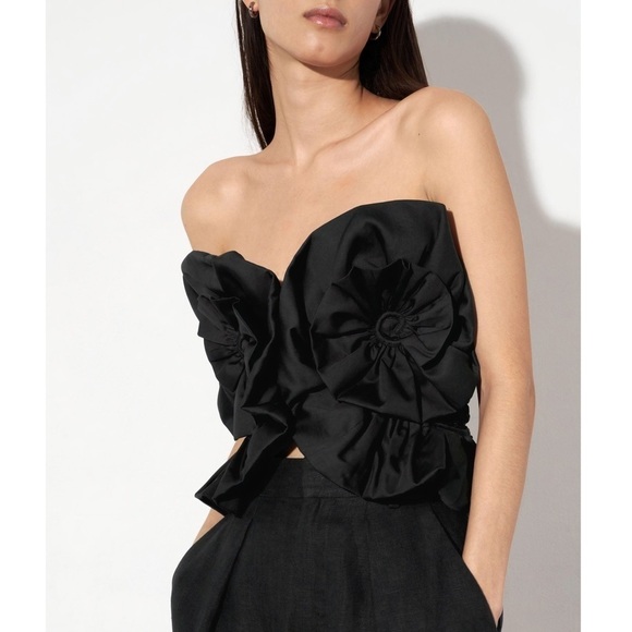 NWT Mara Hoffman Cropped Popcorn Muriel Ruffle Top - Picture 1 of 6